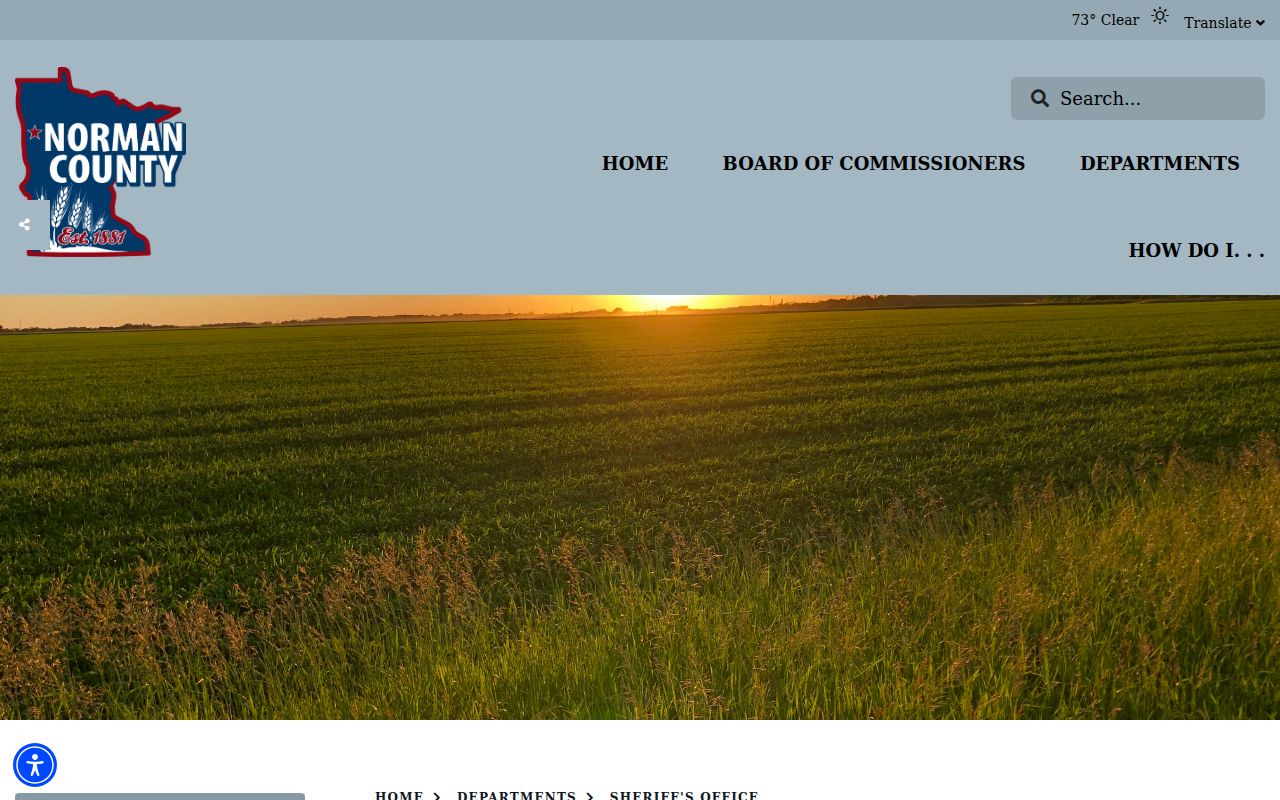 Norman County Sheriff's Office page showing office contact details
